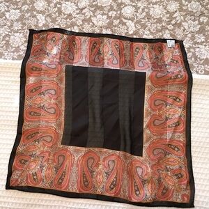 Casual Corner Paisley Scarf - Black and Orange